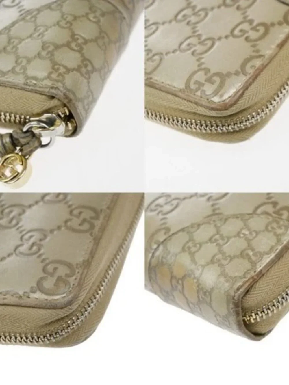 GUCCI Logo Guccissima GG Pattern Long Zipper Wallet Leather Beige GHW 09KP533 - Picture 7 of 14